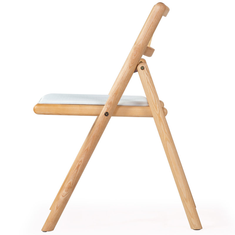 Shaylie Upholstered Seat Folding Dining Chair, Natural/White