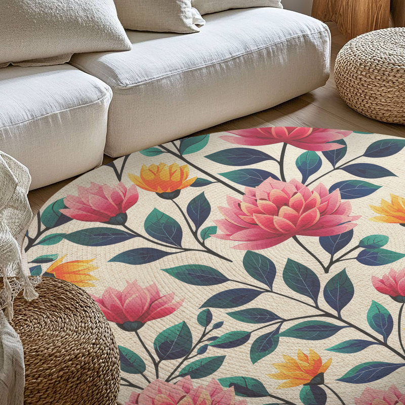 Tapis tressé Floral, Rond 5 pi