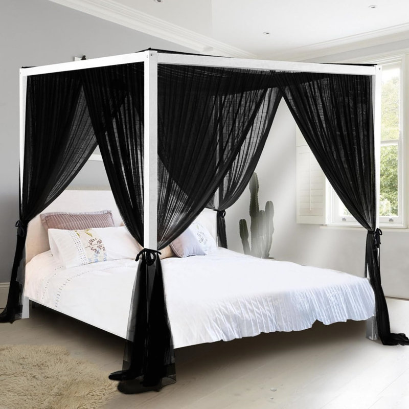 4 Corner Mosquito Net, Bed Curtains For Bedroom, Black, 210 X 220Cm