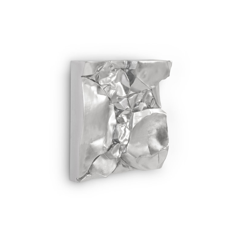 Contemporary Silver Leaf 24" Square Cairn Wall Decor