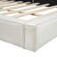 Grand lit plateforme tapissier avec tissu en velours, lit au sol avec cadre uni, beige-1941433761