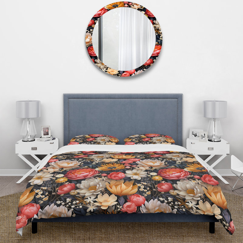 Ensemble de housse de couette Mystical Floral, Housse de couette pour grand lit et 2 taies décor