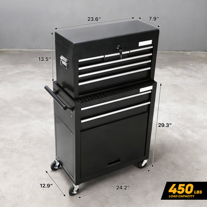 ? Armoire à outils détachable 2-en-1 avec roulettes verrouillables et coffre à outils de rangement à grande capacité 2 pièces pour garage, atelier?