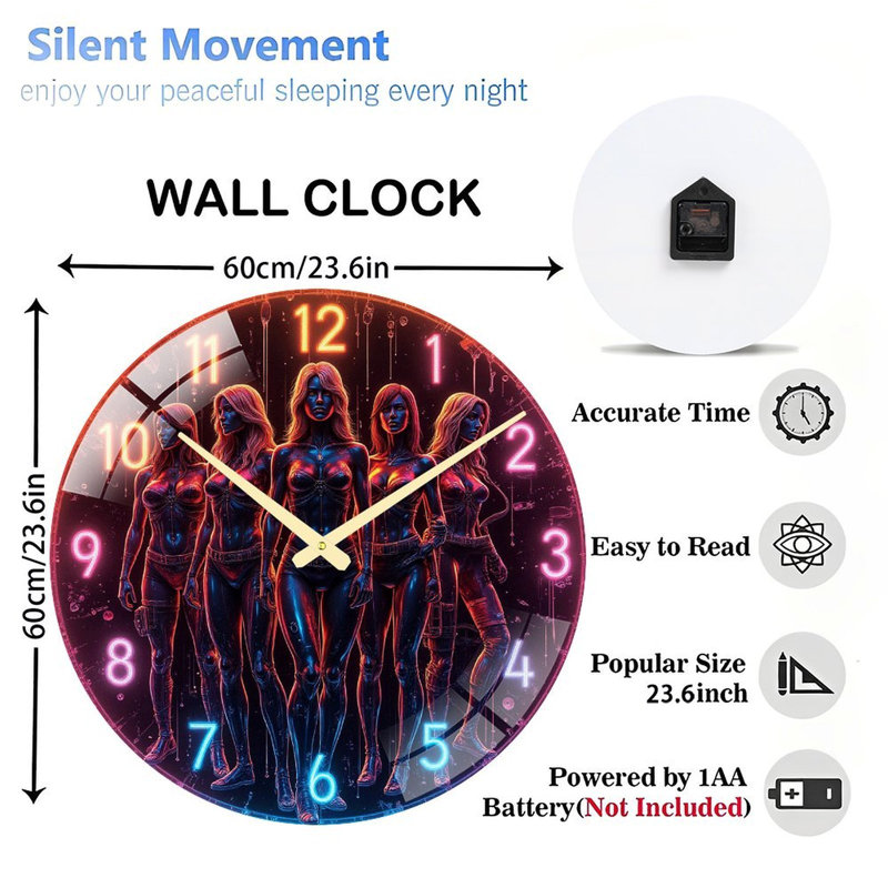 Horloge murale élégante à DEL avec design moderne avec art - horloge murale moderne en verre de 24 po
