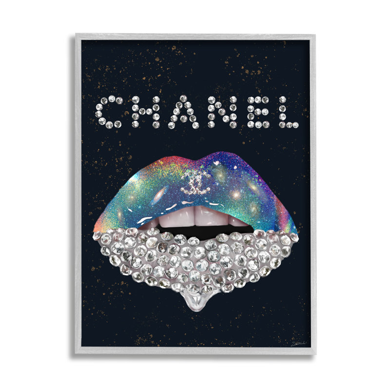 " Glam Diamond Lipstick ", 30" H x 24" W x 1.5" D, Farmhouse Gray Framed Giclee