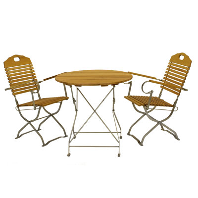 West Orange 2 - Person Acacia Round Solid Wood Patio Dining Set
