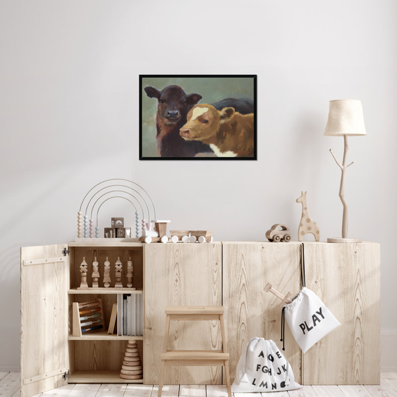 Farm Pals II by Carolyne Hawley - Painting, 34cm H x 50cm W, Black Framed Paper Print