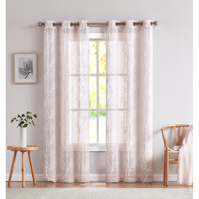 Boho Embroidered Window, Blush, 76" W x 96" L