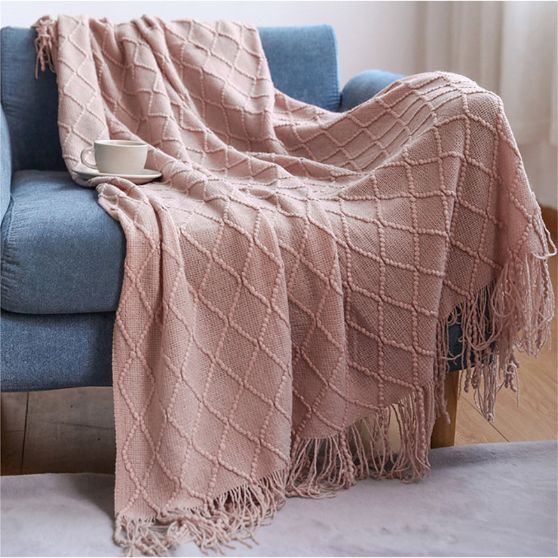 Knitted Throw Blanket, Pink