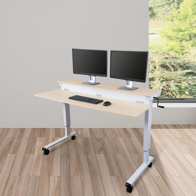 Bureau debout à hauteur ajustable Selinger, Bouleau / Blanc, H 33,5 po x l 59 po x P 29,5 po