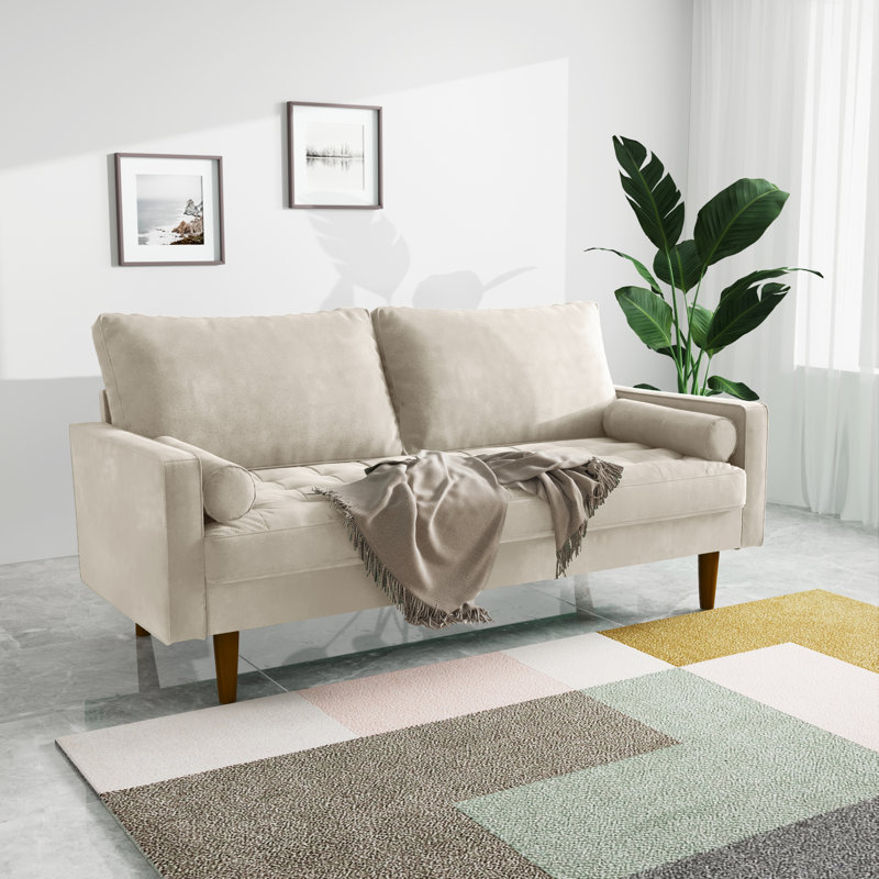 Mauck Modern Sofa,70 Inch Velvet Couch for Living Room,Spring Cushions,Solid Wood Frame,Easy Assembly for Small Spaces