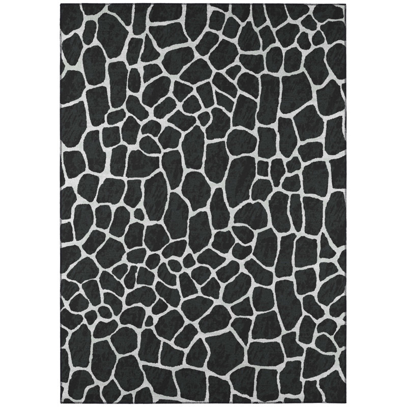 Flatweave Chenille Washable Animal Print Rug, Rectangle 5' x 7'6"
