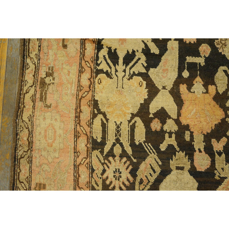 Brown Late 19th Century Tribal Antique Caucasian Karabagh Long and Narrow Gallery Carpet