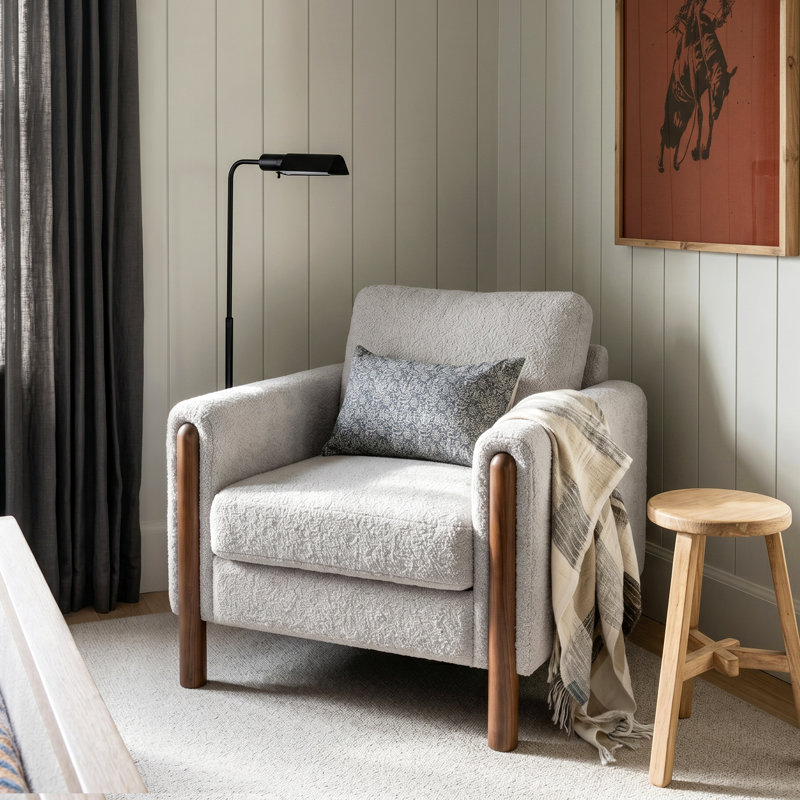 Chaise d'appoint rembourrée Arora, Gris