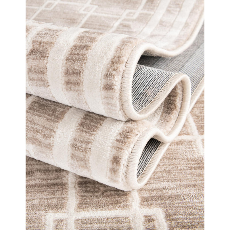 Tapis beige contemporain Ogorman, Carré 7 pi 10 po