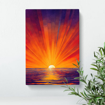 Pretty Ocean Sunset - Wrapped Canvas Painting