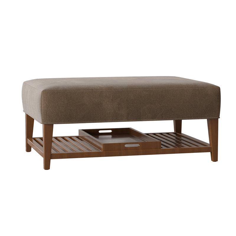 Carly Upholstered Ottoman, Pecan, Tweetie 8 Brown Performance Velvet