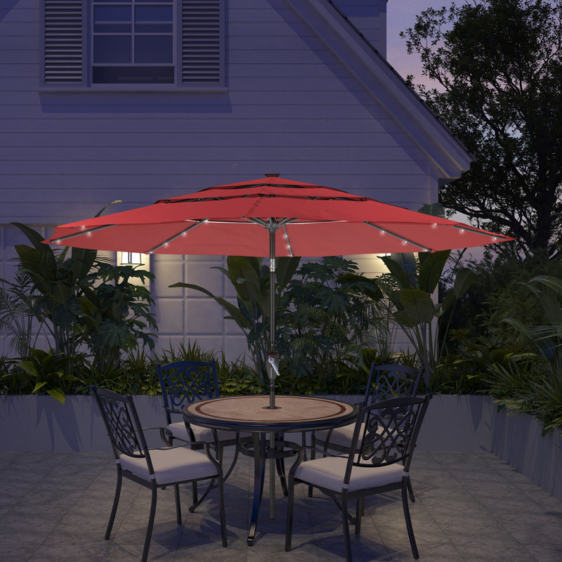 Parasol de marché éclairé 10 pi Shelyn, Rouge