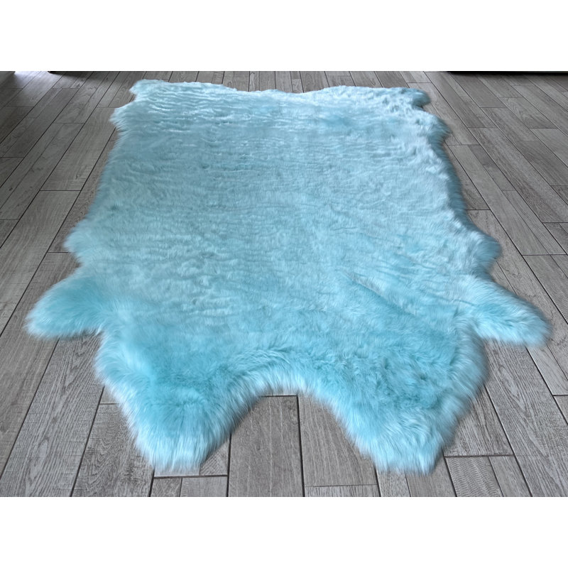Tapis bleu à poils longs Mar Vista, Nouveauté 8 pi 6 po x 9 pi 6 po