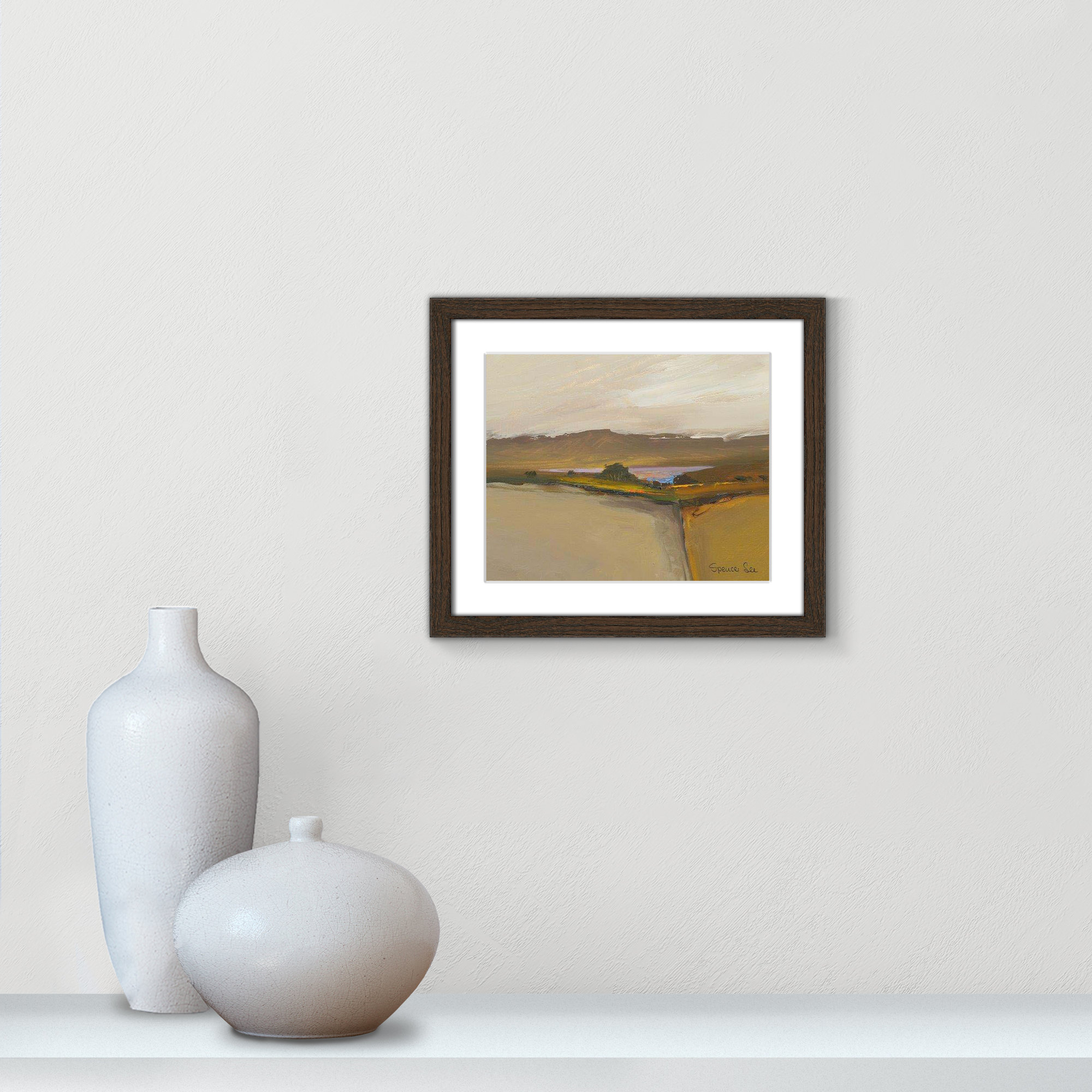 Heaven and Earth IV By Spencer Lee - Framed Art w/ 4 Ply Matboard, 13" H x 15" W x 0.75" D, Walnut Framed