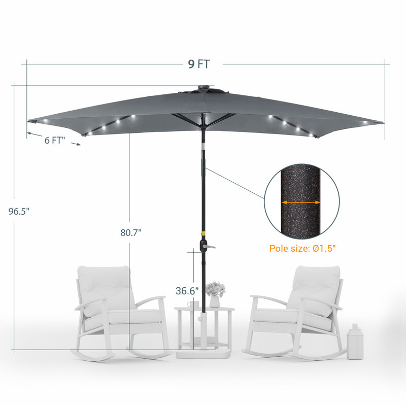 Parasol de marché rectangulaire 108,2 po x 72,4 po Yvonne, Anthracite