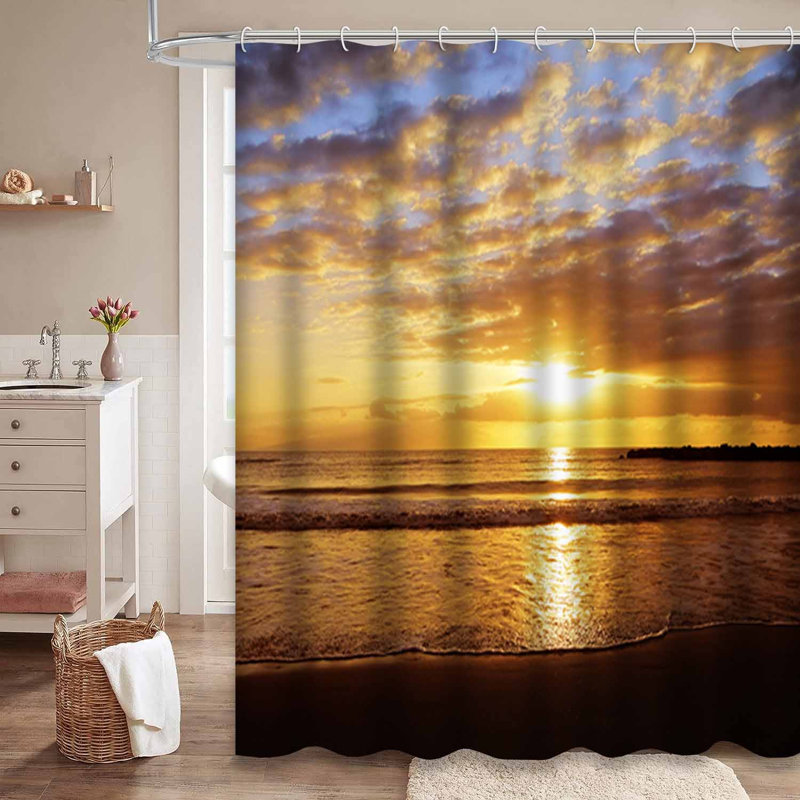 Coucher de soleil coloré avec coucher de soleil et plage, L 72 po x l 72 po