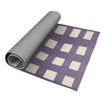 Tapis intérieur / extérieur mauve à carreaux