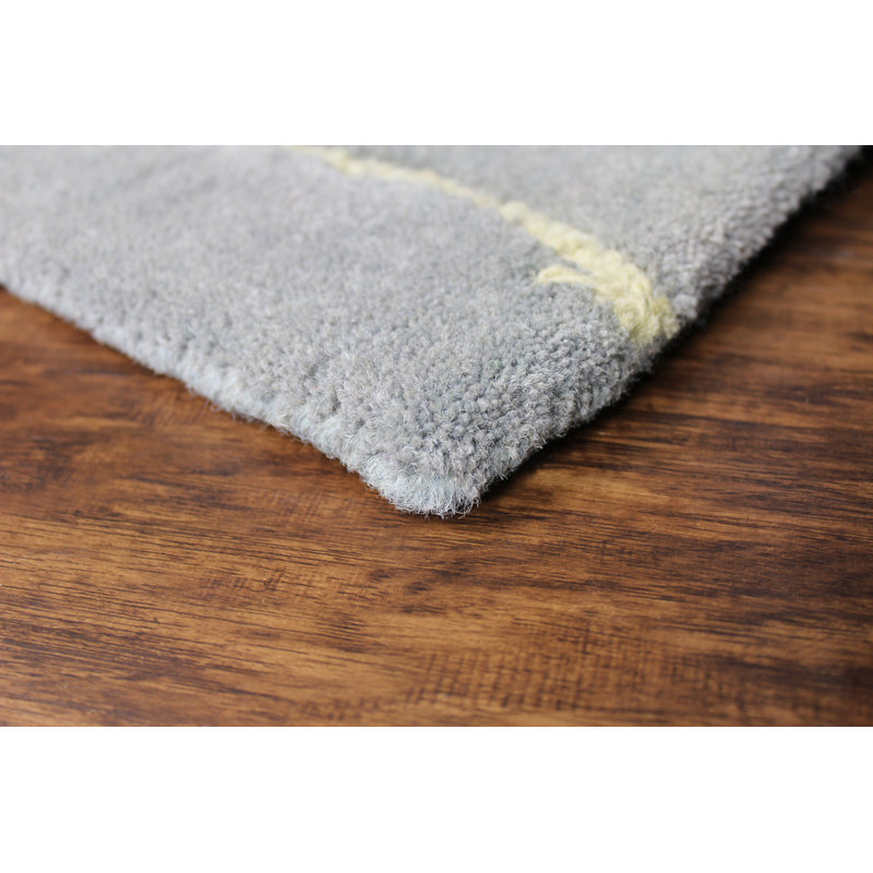 Tapis gris en laine touffeté à la main Risley, Carré 1 pi 6 po