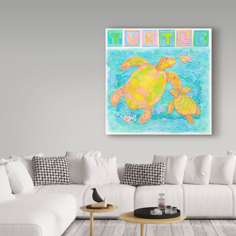 « turtle ludique », art sur toile, H 24 po x l 24 po x P 2 po