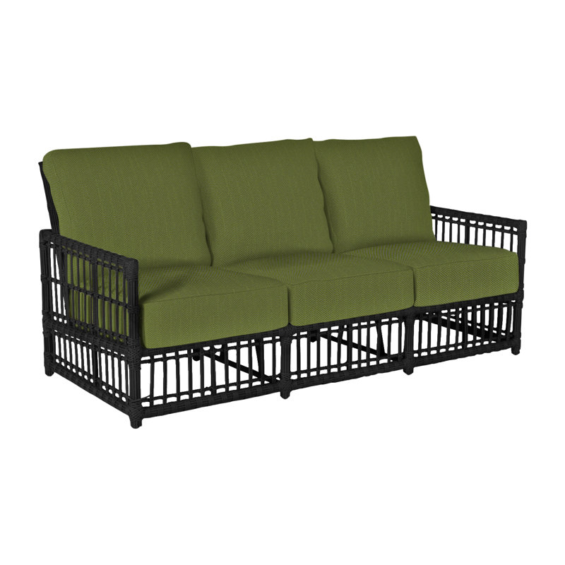 Newport N-Dura Resin Wicker Outdoor Sofa, Pas de soudure, Forêt de lin, Onyx