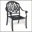 Ensemble de mobilier de jardin 3 pièces en aluminium moulé avec coussins, table ronde avec trou pour parasol, empilable et résistant aux intempéries