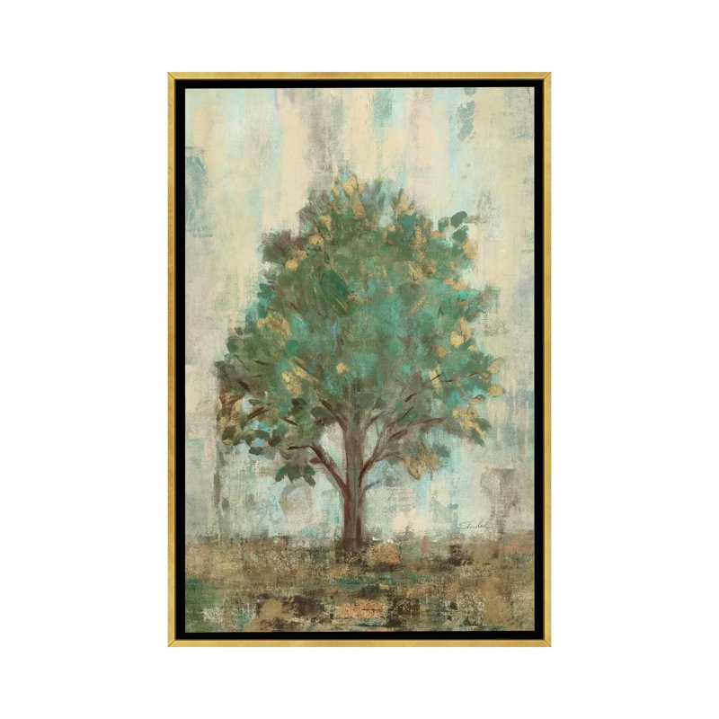«Verdi Trees I» par Silvia Vassileva - reproduction d'art, Aucun mat, H 40 po x l 26 po x P 1,5 po, Toile encadrée d'or