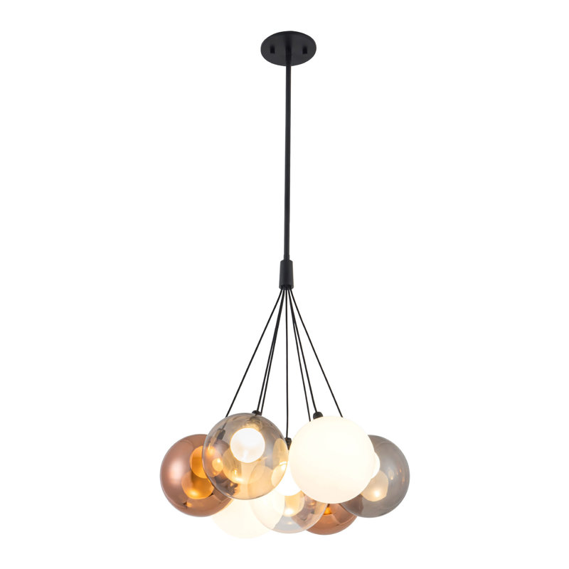 Bolla 17-in Gold dimmable LED Chandelier, Matte Black