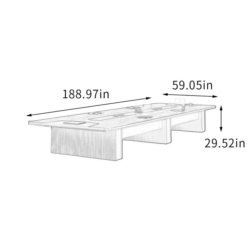 Table de conférence multi-personnes avec douille, H 29,52 po x L 188,97 po x l 59,05 po