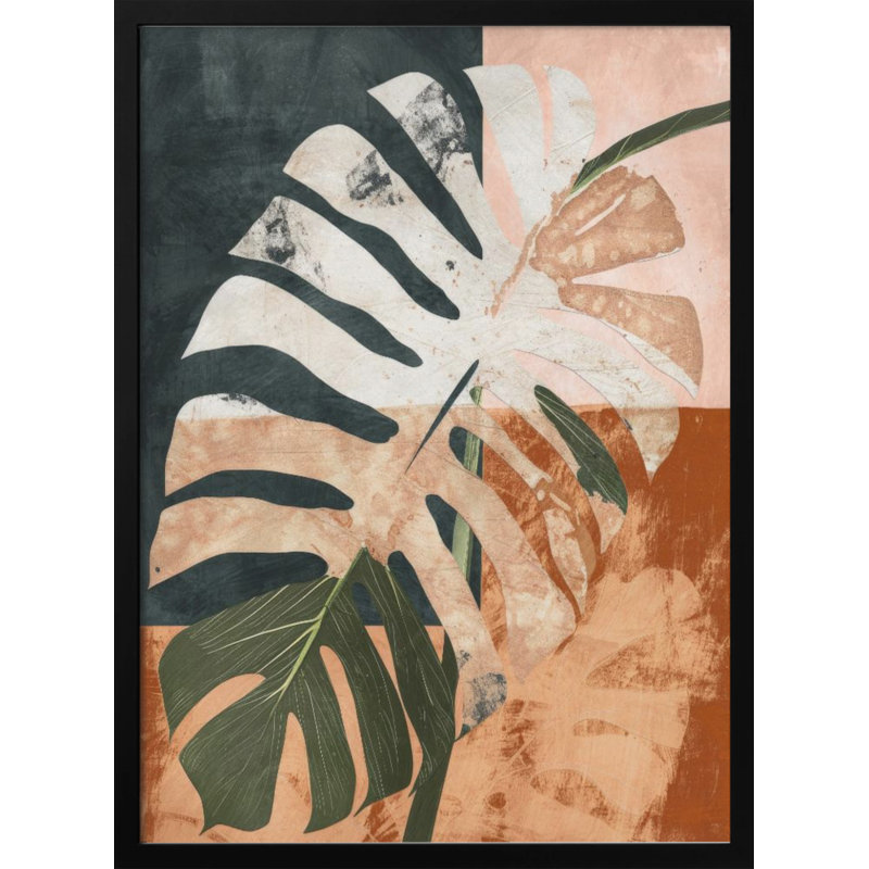 "Into the jungle", art mural texturé encadré, Noir, H 40 po x l 30 po