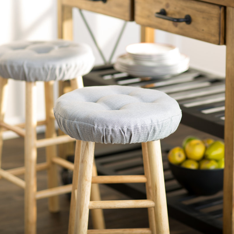 Non-Slip Solid Barstool Seat Cushion, 14-Inches Round, Gray