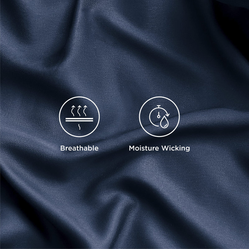 Essential Collection Cooling Rayon Derived from Bamboo Sheet Set, California King Sheet Set with 2 Pillowcases, Navy
