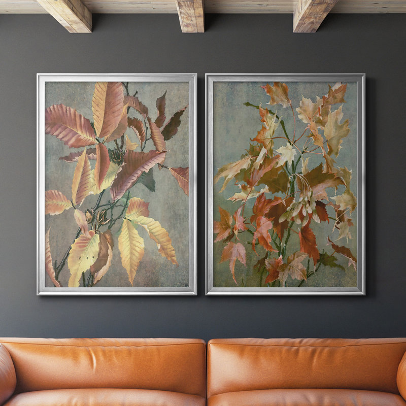 Ancien automne I - ensemble de 2 reproductions d'art sur toile encadrées, Argent, H 30,5 po x l 45 po x P 1,25 po