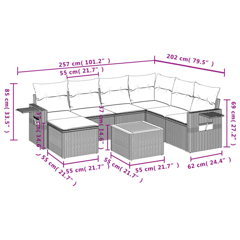 Ensemble de canapé de jardin Vidaxl beige