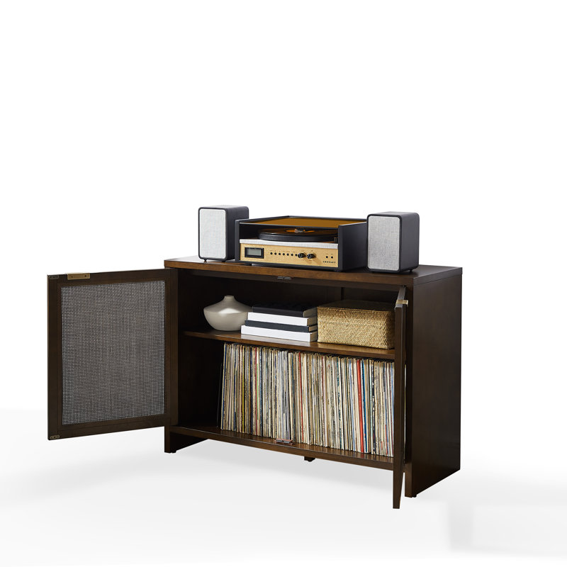 Kenji Handwoven Poly-Rattan 40'' Brown Media Console with Vinyl Storage