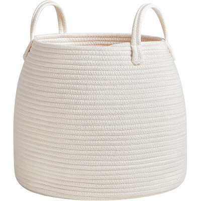 Panier à linge | Panier de rangement pour enfants, peut contenir des couvertures, des oreillers, des jouets (15 pouces x 13 pouces) | Panier pour bébé | Panier de rangement de style bohémien pour chambre de bébé | Cadeau de fête de bébé idéal | Blanc