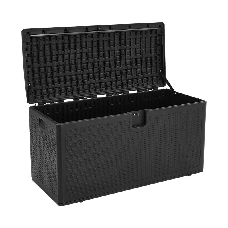 17 Stories Marwo 127cm W 99L Water Resistant Plastic Lockable Storage Bench, Black
