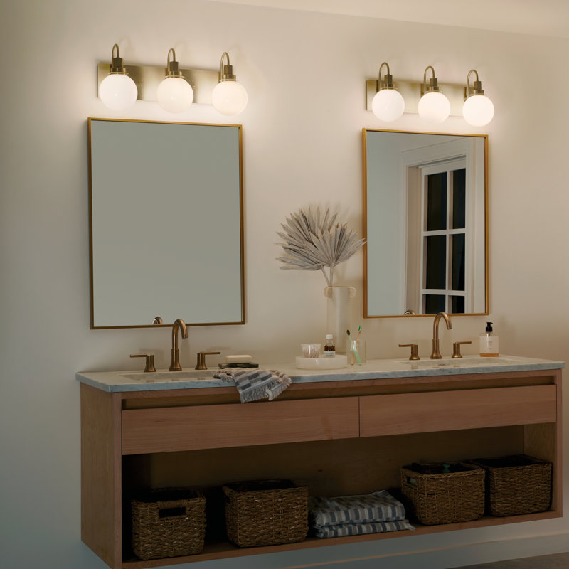 Éclairage pour meuble-lavabo à 3 lumières à intensité variable Annazette, Bronze champagne