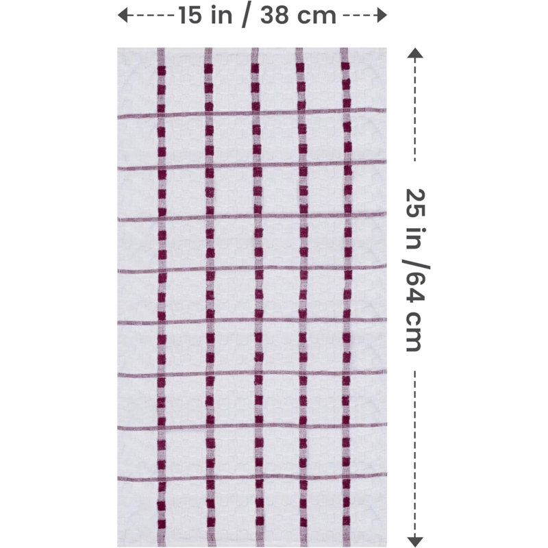 Ensemble de 12 serviettes de cuisine, ensemble de serviettes en 100% coton filé à anneaux super doux et absorbant, Bourgogne