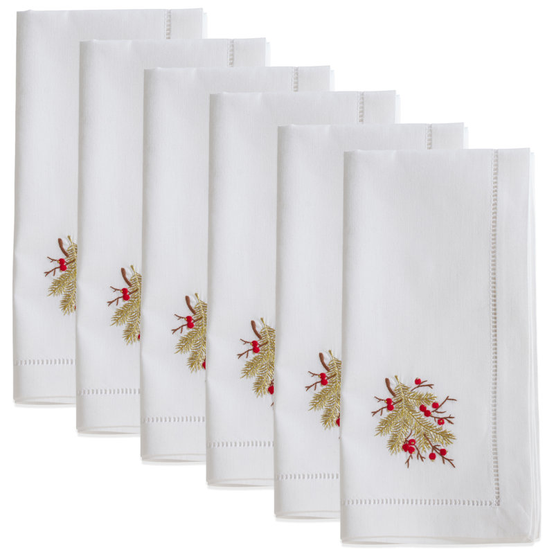 Serviette de coton 20 po point ajouré avec baies brodées Sawin