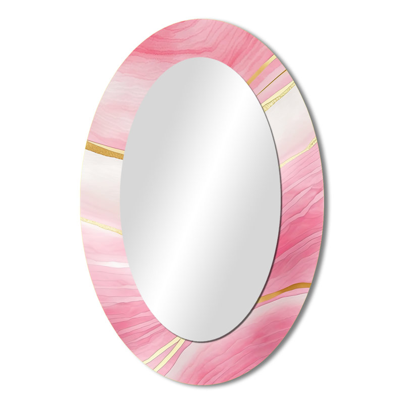 Décoration abstraite géométrique en marbre «Waves» en marbre rose II, 36 po x 24 po