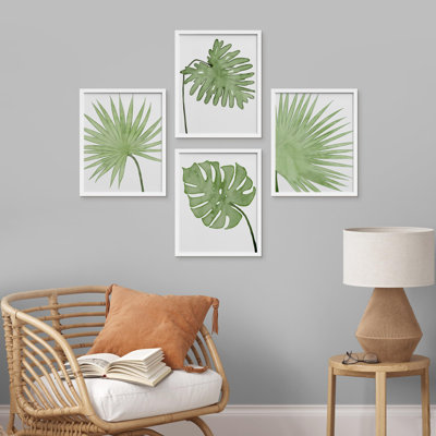 «Pastel Green Tropical Palm Leaf», ensemble de 4 reproductions de cadres photo simples