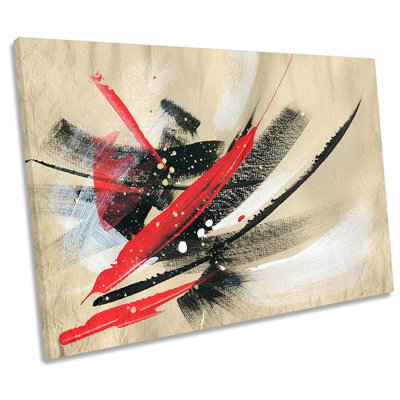 Red Abstract Black Design - Wrapped Canvas Print