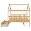 Lit double pleine grandeur en bois avec tiroirs, naturel