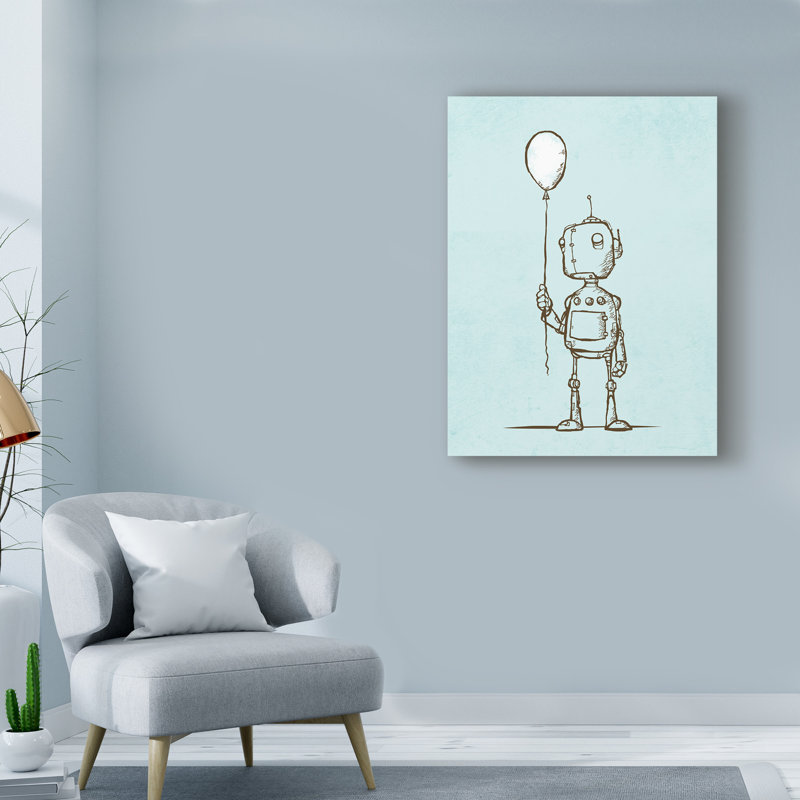 « robot balloon », art sur toile, H 24 po x l 18 po x P 2 po